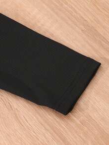 SHEIN Tween Girls' Round Neck Long Sleeve T-Shirt, College Style Plaid Jumpsuit & Hat Set, Autumn/Winter - Green - View 6