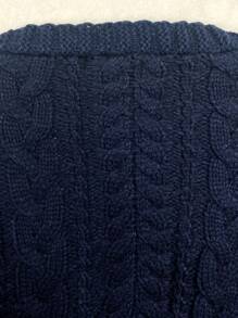 SHEIN Unity 前開口編織針織開衫連帶前結束 - 藏蓝色 - 查看 6