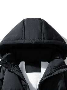 男士連帽襯墊大衣 - 黑色 - 查看 5