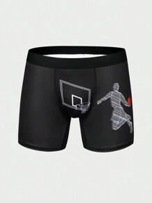 Men'S Basketball Frame Print Boxer Briefs - Black and White - View 1