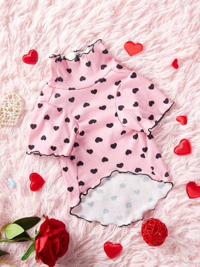 PETSIN Valentine's Day Pink & Black Heart Decor Pet Dog/Cat Knit Sweater