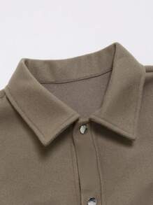 Manfinity Hypemode 男士翻盖口袋落肩袖夹克 - 咖啡棕 - 查看 3