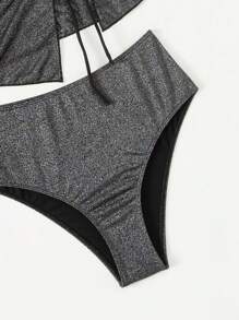 SHEIN Swim Women's Strapless Bikini Set - Black - View 6