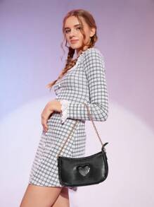 SHEIN MOD Bolso De Hombro De Mujer, Negro - Negro - Ver 4