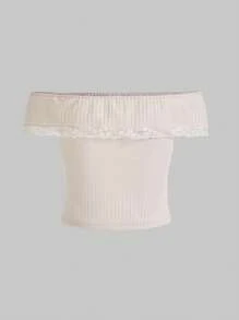 ROMWE Kawaii Schattig Effen kleur Vrouwen Open schouders Kraag & Waist-cinching Cropped Tops