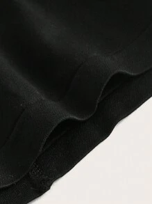 Women's Knitted Plain Black High Waist Shaping Shorts - Black - View 6