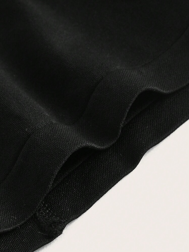 Women's Knitted Plain Black High Waist Shaping Shorts - Black - View 6