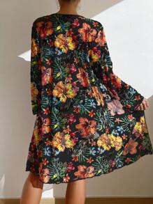 SHEIN Swim 夏季海滩女士三件套可分离植物印花比基尼套装嘉年华 - 彩色 - 查看 2