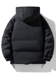 男士連帽襯墊大衣 - 黑色 - 查看 2