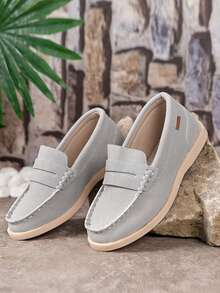 New Arrival Boys' Slip-On Loafers With Soft & Lightweight Sole, Fashionable & Versatile Casual Shoes For Big Kids - Baby Blue - View 1