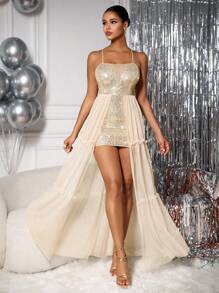 Zolique Robe Camisole À Patchwork À Sequins