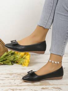 New Arrival Comfortable Flat Shoes With Low Vamp And Round Toe, Soft Wind Style For Women - Black - View 5