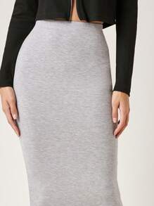 SHEIN BASICS High Waist Pencil Skirt - Light Grey - View 4