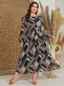 Mulvari 大尺碼花卉束帶連身裙 - 彩色 - 查看 4