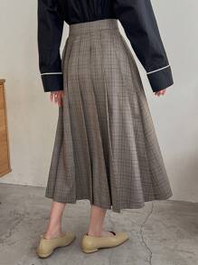 FRIFUL 女式高腰格子裙 - 灰色 - 查看 2