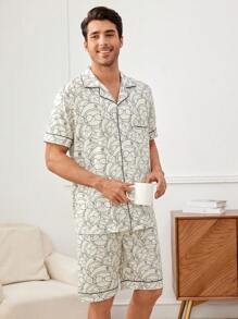 Conjunto De Ropa Informal Para Hombres Con Estampado De Dibujos Animados