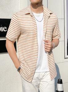 Manfinity Homme Men's Striped Short Sleeve Shirt - Multicolor - View 1