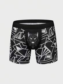 Men'S Geometric Printed Boxer Shorts - Black and White - View 1