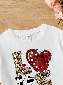 SHEIN Leap Crew Tween Girls' Casual Minimalist Round Neck Short Sleeve T-Shirt Suitable For Summer - White - View 3