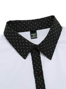Manfinity Mode Camisa De Manga Larga Decorada Con Colores En Contraste Para Hombre - Blanco - Ver 7