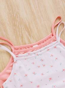 SHEIN Leap Crew 4pcs Tween Girls' Daily Casual Knitted Tank Top And Shorts Pajama Set - Multicolor - View 4