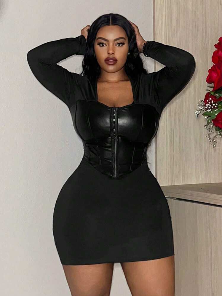 plus size faux leather bodycon dress plus size elegant plus size bodycon mini dress sleeveless