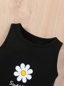 Baby Girl Holiday Style Cute Floral Printed Top And Loose Comfortable Elastic Waist Jeans Set - Multicolor - View 6