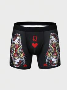 Men'S Poker Print Square Cut Swimsuit - Multicolor - View 1