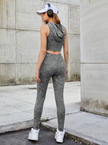 SHEIN EZwear 女性灰色針織緊身背心和腰帶束腿褲套裝 - 灰色 - 查看 2