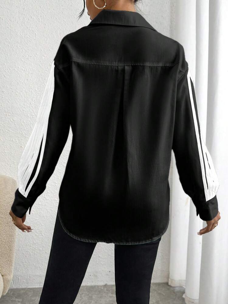 Women'S Colorblock Edge Long Sleeve Shirt