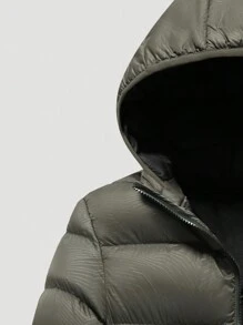 Manfinity Homme Áo khoác nam rộng rãi có mũ trùm đầu có đệm - xanh quân đội - Xem 5