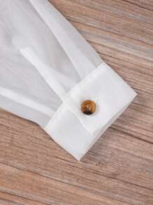 مجموعة 3قطع للفتيات الصغيرات من الخزف الصوفي بلون ثابت، تحتوي على توب خزفي بلا أكمام، شورت فضفاض وقميص شبكي