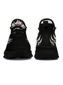 Men's Skull Claw Design Breathable And Comfortable Lightweight Outdoor Running Shoes, With Anti-Slip Shock Absorption Elastic Sole And Printed Mesh Upper - Multicolor - View 6
