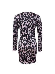 Leopard Print Casual Dress For Women - Pink - View 2
