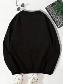 Men's Sweatshirt With Heart Print And Slogan - Black - View 2