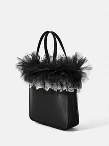 SHEIN MOD Của phụ nữ Đúng mốt Màu thuần Túi tote - màu đen - Xem 7