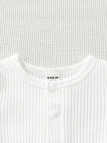 Newborn Baby Boy Basic Soft Skin-Friendly White And Grey Printed Bodysuit - Multicolor - View 6