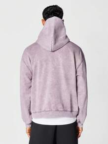 SUMWON Regular Fit Essential Premium Washed Overhead Hoodie - Dusty Purple - View 2