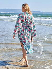 Aveloria Floral Print Long Sleeve Dress Fall Cloth For Women - Multicolor - View 2