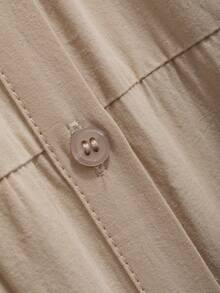 FRIFUL Women's Lotus Leaf Sleeve Babydoll Dress - Khaki - View 3