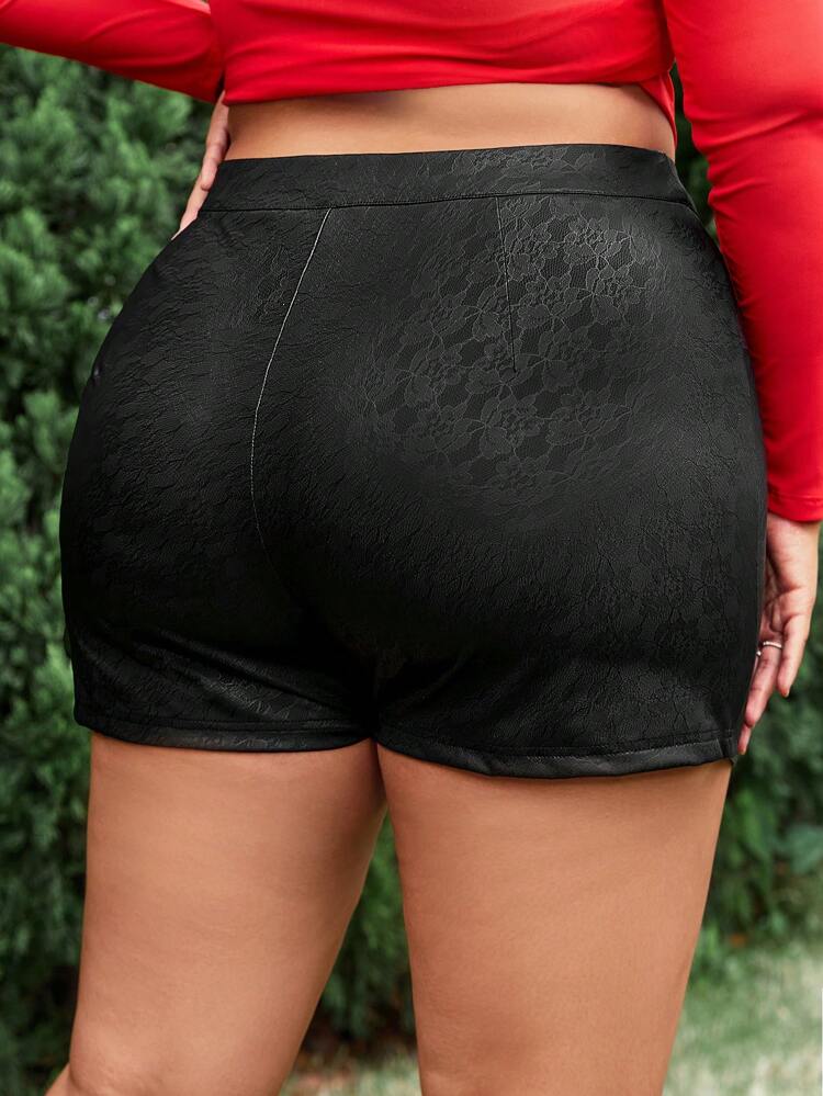 Spring Women Clothes High Elastic Leather Lace Dark Pattern High Waist Front Zipper Women's Tight Shorts Sexy Outfits Club Valentines Outfits