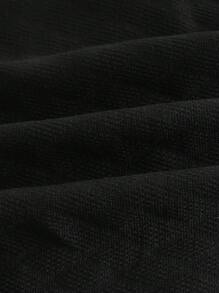 Women's Knitted Plain Black High Waist Shaping Shorts - Black - View 7