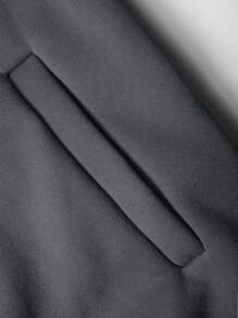 Manfinity Homme Nam Khối màu Thêu Chữ Dây rút Hoodie Và Quần thể thao Bộ - Màu xám đen - Xem 4