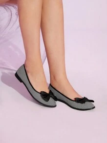 Women's Flat Shoes - Black and White - View 5