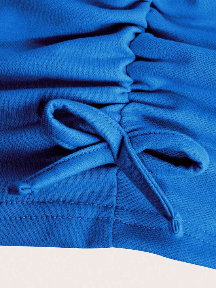 Teen Girls' Y2k Streetwear Academy Letter Printed Hooded Sweatshirt Dress With Ruffle Hem