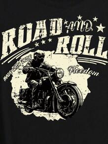 男士印花短袖t恤 - 黑色 - 查看 4