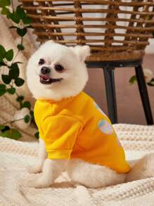 Emily J Áo nỉ ấm áp màu vàng dành cho thú cưng, không in hình dấu chân thú cưng, phong cách Girlcore, thích hợp cho dịp lễ. - Nhiều màu - Xem 4