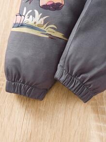 Em bé Con trai Mùa Xuân Mùa hè Đúng mốt Hoạt hình Sư tử In Khẩu hiệu Ngắn tay Áo thun Và Dài Quần - Nhiều màu - Xem 8