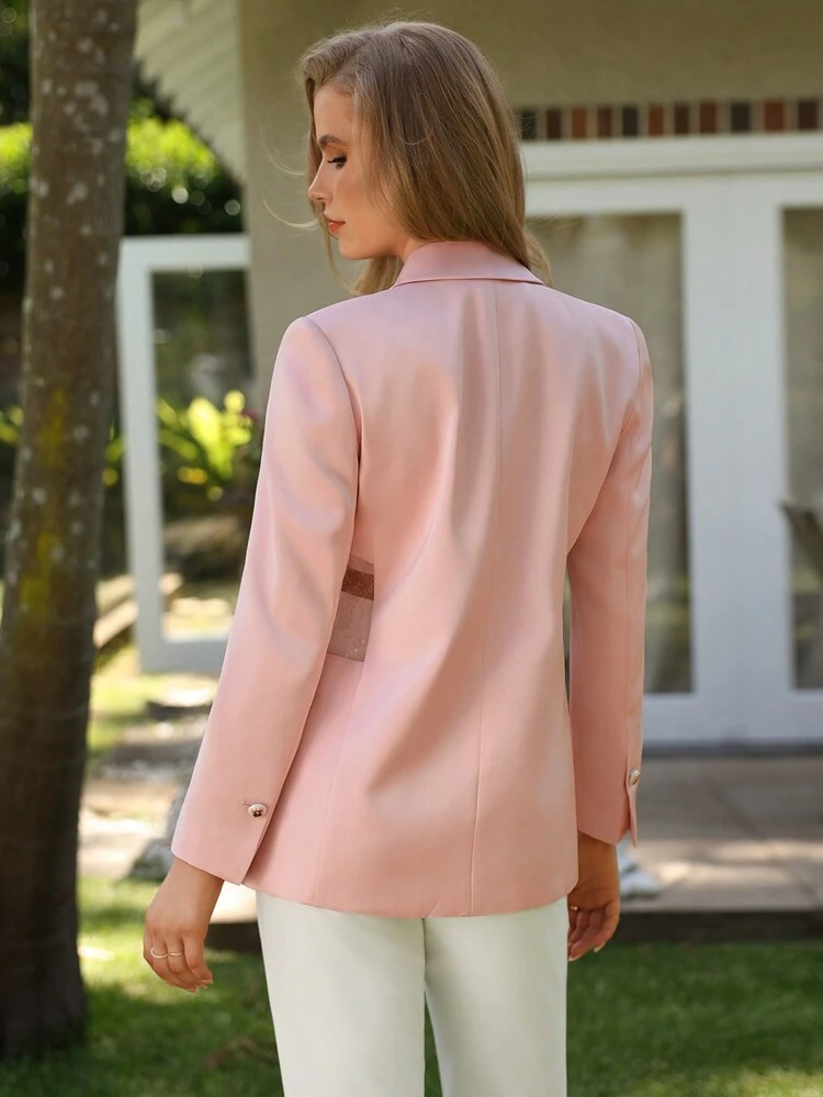 Ladies' Lace Patchwork Single Breasted Blazer