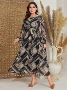 Mulvari 大尺碼花卉束帶連身裙 - 彩色 - 查看 3